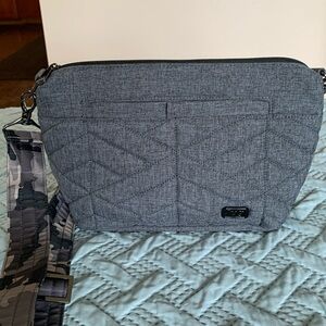 LUG Heather Black Quilted Crossbody Bag w/Adjustable Strap
